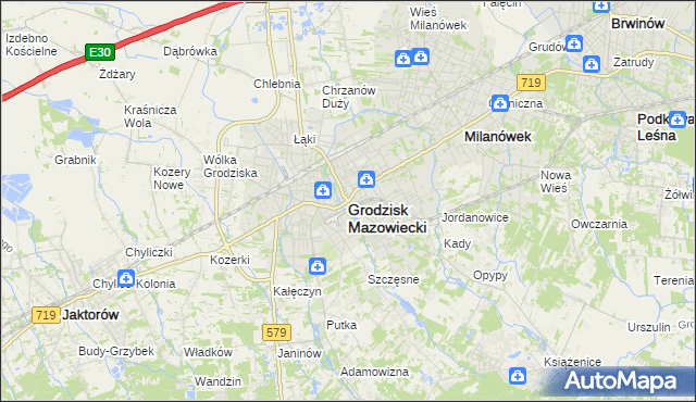 mapa Grodzisk Mazowiecki, Grodzisk Mazowiecki na mapie Targeo