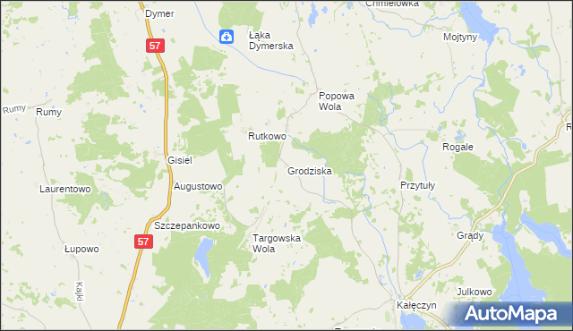 mapa Grodziska gmina Dźwierzuty, Grodziska gmina Dźwierzuty na mapie Targeo