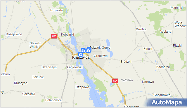 mapa Grodztwo gmina Kruszwica, Grodztwo gmina Kruszwica na mapie Targeo