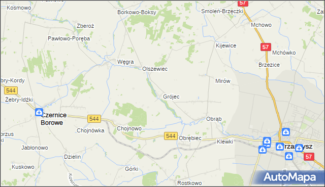 mapa Grójec gmina Czernice Borowe, Grójec gmina Czernice Borowe na mapie Targeo