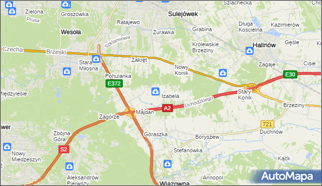 mapa Izabela gmina Wiązowna, Izabela gmina Wiązowna na mapie Targeo
