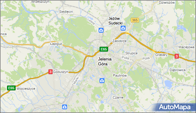 mapa Jelenia Góra, Jelenia Góra na mapie Targeo