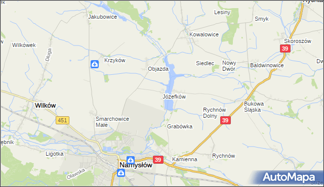 mapa Józefków gmina Namysłów, Józefków gmina Namysłów na mapie Targeo