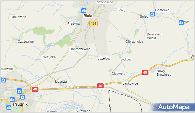 mapa Józefów gmina Biała, Józefów gmina Biała na mapie Targeo