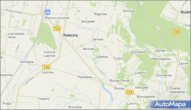 mapa Józefów gmina Ujazd, Józefów gmina Ujazd na mapie Targeo