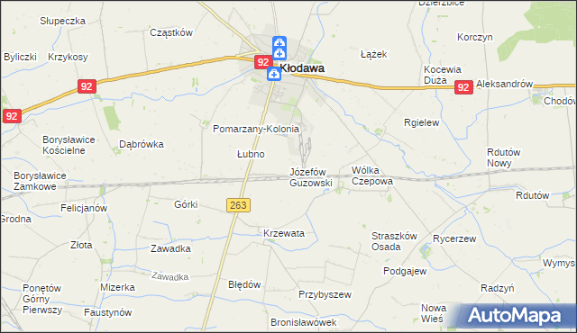 mapa Józefów Guzowski, Józefów Guzowski na mapie Targeo