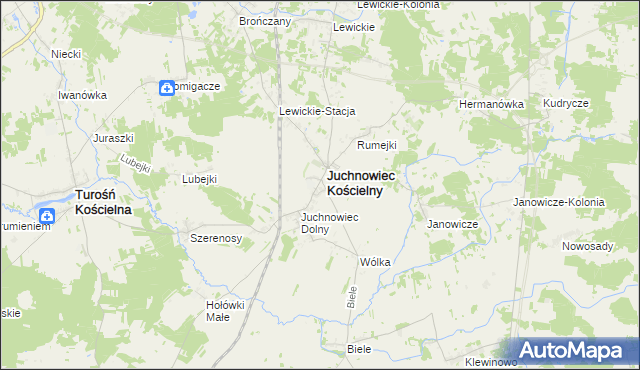 mapa Juchnowiec Górny, Juchnowiec Górny na mapie Targeo