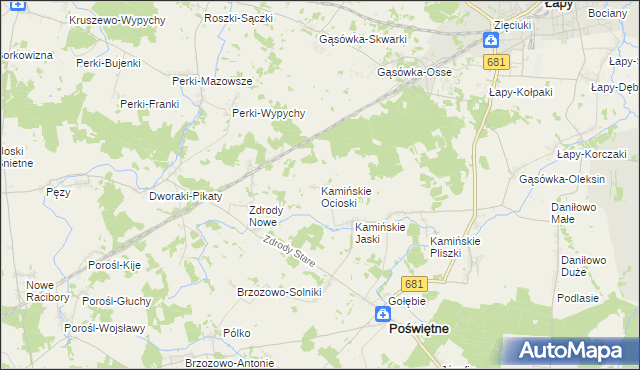 mapa Kamińskie Ocioski, Kamińskie Ocioski na mapie Targeo