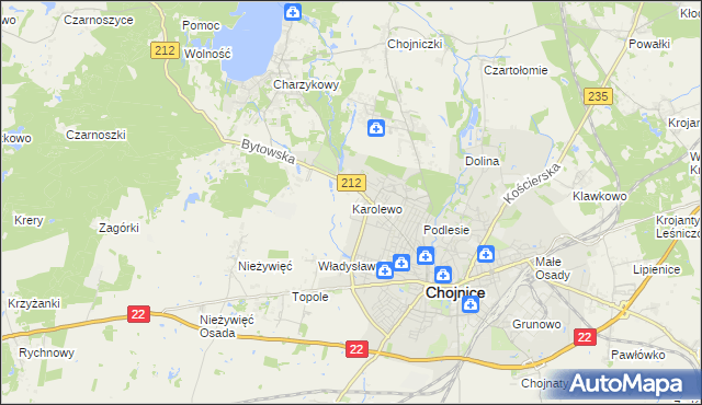 mapa Karolewo gmina Chojnice, Karolewo gmina Chojnice na mapie Targeo