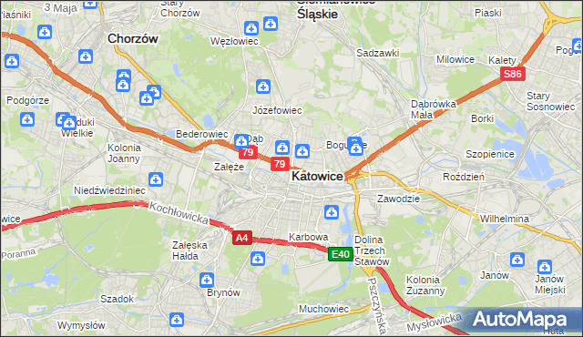 mapa Katowic, Katowice na mapie Targeo