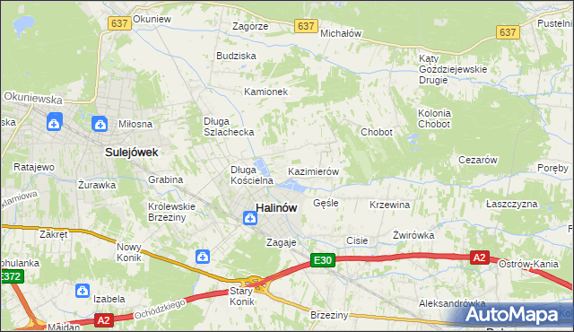 mapa Kazimierów gmina Halinów, Kazimierów gmina Halinów na mapie Targeo