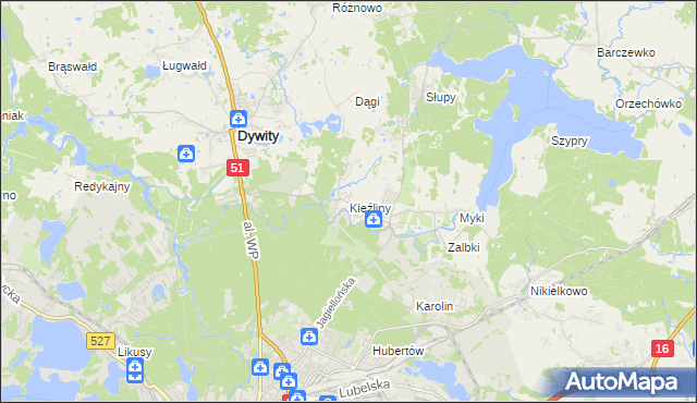 mapa Kieźliny, Kieźliny na mapie Targeo