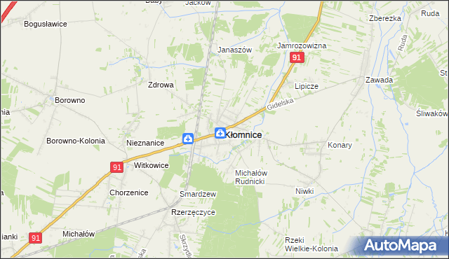 mapa Kłomnice, Kłomnice na mapie Targeo