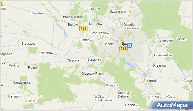 mapa Kolonia Ujazd, Kolonia Ujazd na mapie Targeo