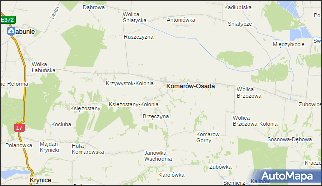 mapa Komarów Dolny, Komarów Dolny na mapie Targeo