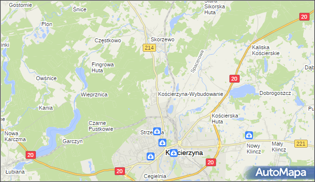 mapa Kościerzyna-Wybudowanie, Kościerzyna-Wybudowanie na mapie Targeo