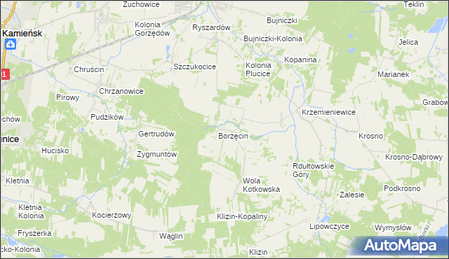 mapa Kotków gmina Gorzkowice, Kotków gmina Gorzkowice na mapie Targeo