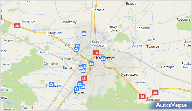 mapa Krotoszyna, Krotoszyn na mapie Targeo