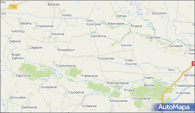 mapa Krzczonów gmina Opatowiec, Krzczonów gmina Opatowiec na mapie Targeo