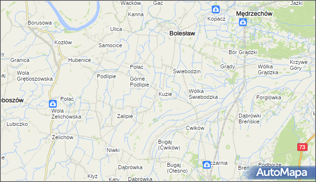 mapa Kuzie gmina Bolesław, Kuzie gmina Bolesław na mapie Targeo