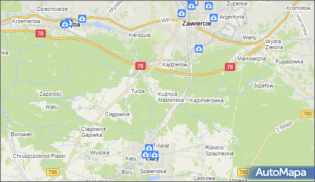 mapa Kuźnica Masłońska, Kuźnica Masłońska na mapie Targeo