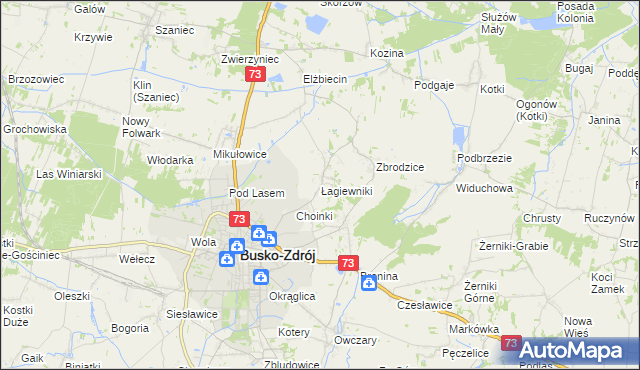mapa Łagiewniki gmina Busko-Zdrój, Łagiewniki gmina Busko-Zdrój na mapie Targeo