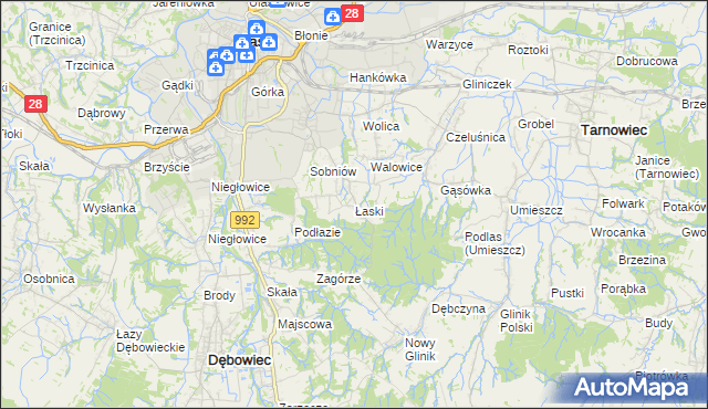 mapa Łaski gmina Jasło, Łaski gmina Jasło na mapie Targeo