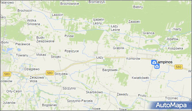 mapa Łazy gmina Kampinos, Łazy gmina Kampinos na mapie Targeo