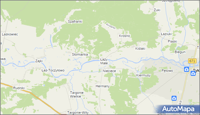 mapa Łazy Małe, Łazy Małe na mapie Targeo