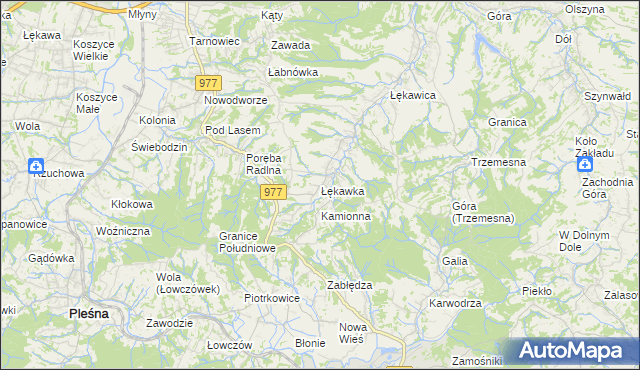 mapa Łękawka, Łękawka na mapie Targeo