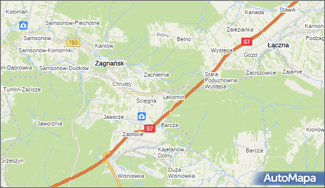 mapa Lekomin, Lekomin na mapie Targeo