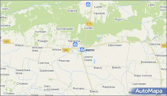 mapa Leszno powiat warszawski zachodni, Leszno powiat warszawski zachodni na mapie Targeo