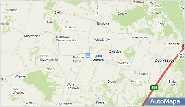 mapa Lgota Wielka powiat radomszczański, Lgota Wielka powiat radomszczański na mapie Targeo