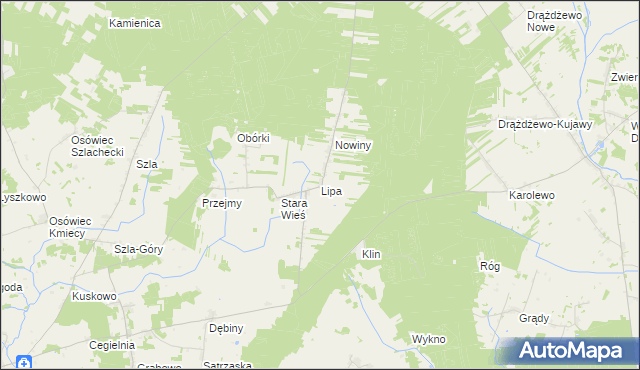 mapa Lipa gmina Jednorożec, Lipa gmina Jednorożec na mapie Targeo