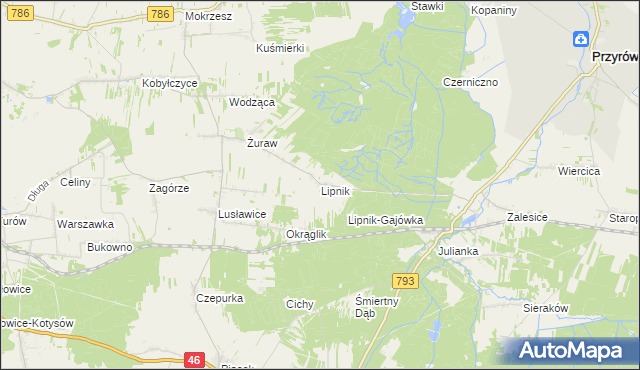 mapa Lipnik gmina Janów, Lipnik gmina Janów na mapie Targeo
