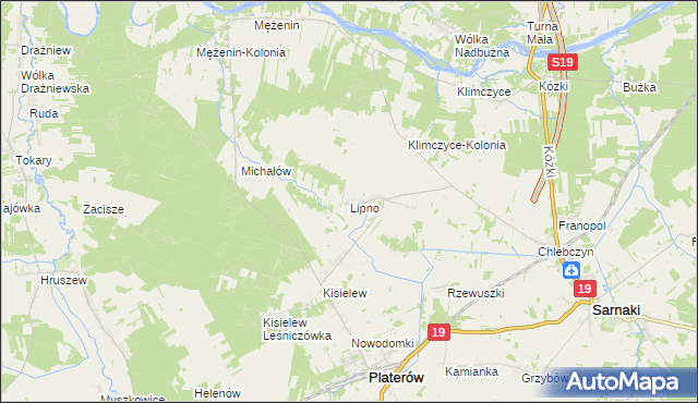 mapa Lipno gmina Platerów, Lipno gmina Platerów na mapie Targeo