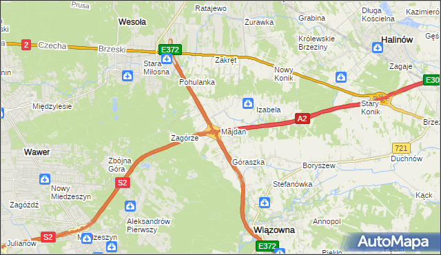 mapa Majdan gmina Wiązowna, Majdan gmina Wiązowna na mapie Targeo