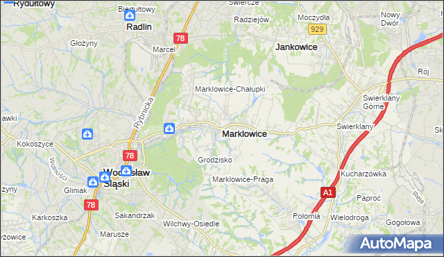 mapa Marklowice, Marklowice na mapie Targeo