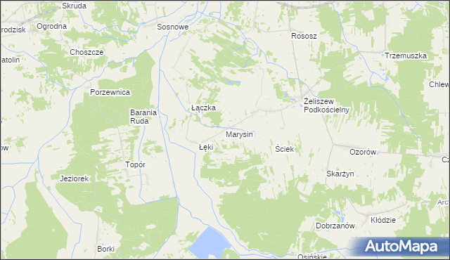 mapa Marysin gmina Kotuń, Marysin gmina Kotuń na mapie Targeo