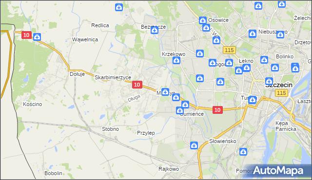 mapa Mierzyn gmina Dobra (Szczecińska), Mierzyn gmina Dobra (Szczecińska) na mapie Targeo