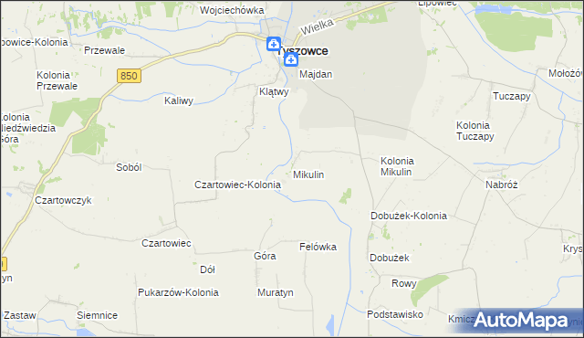 mapa Mikulin gmina Tyszowce, Mikulin gmina Tyszowce na mapie Targeo