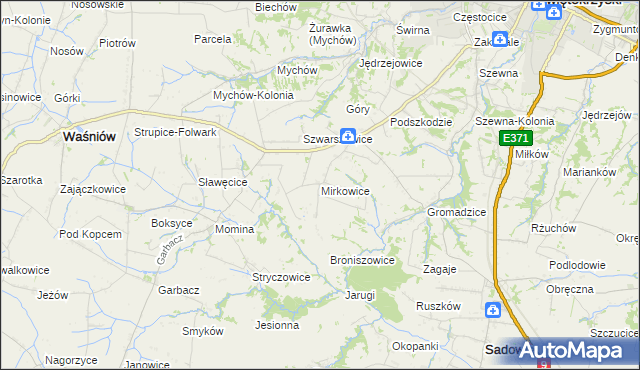 mapa Mirkowice gmina Bodzechów, Mirkowice gmina Bodzechów na mapie Targeo