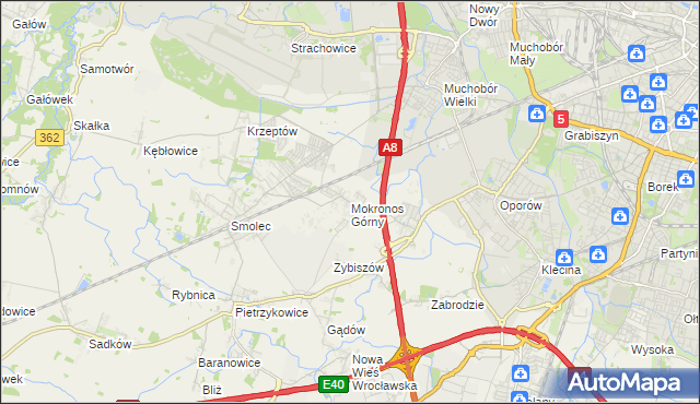 mapa Mokronos Górny, Mokronos Górny na mapie Targeo