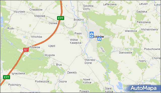 mapa Mokrsko Górne, Mokrsko Górne na mapie Targeo