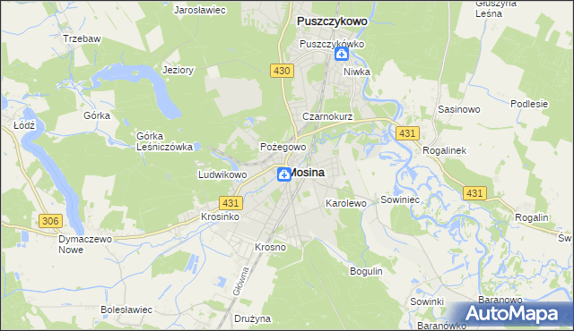 mapa Mosina powiat poznański, Mosina powiat poznański na mapie Targeo