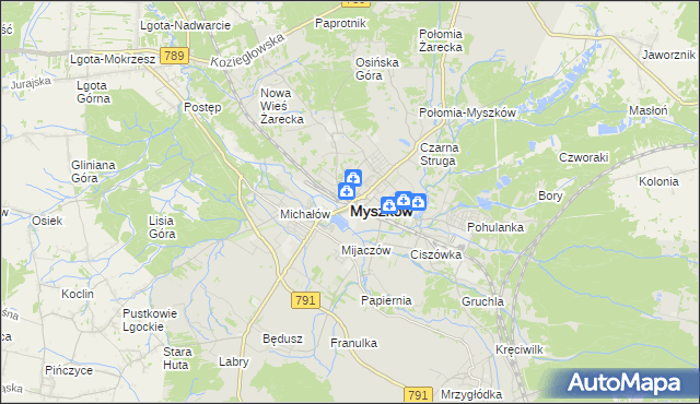 mapa Myszków, Myszków na mapie Targeo