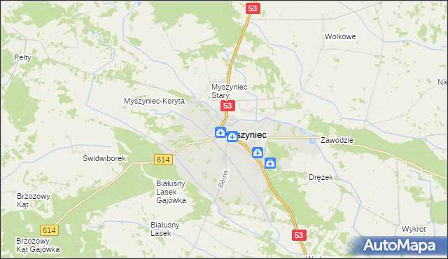 mapa Myszyniec, Myszyniec na mapie Targeo