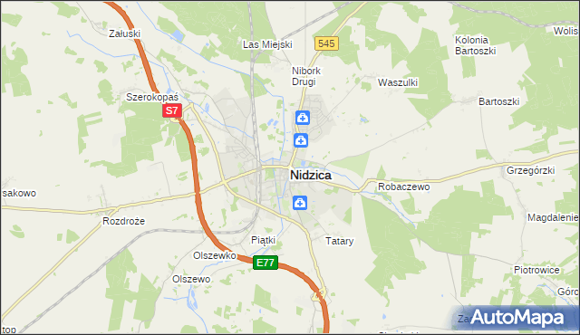 mapa Nidzica, Nidzica na mapie Targeo