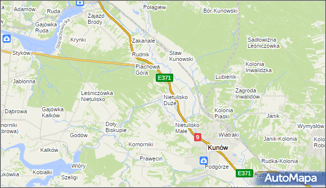 mapa Nietulisko Duże, Nietulisko Duże na mapie Targeo