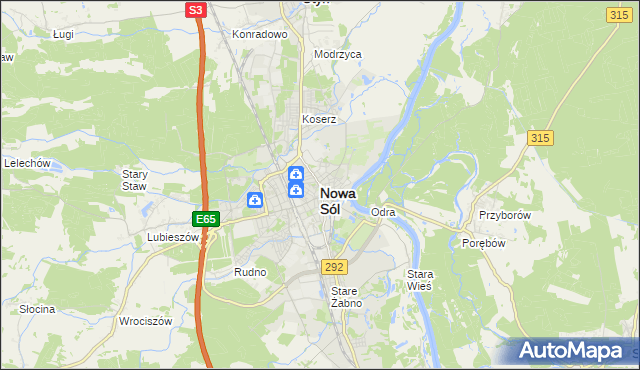 mapa Nowa Sól, Nowa Sól na mapie Targeo